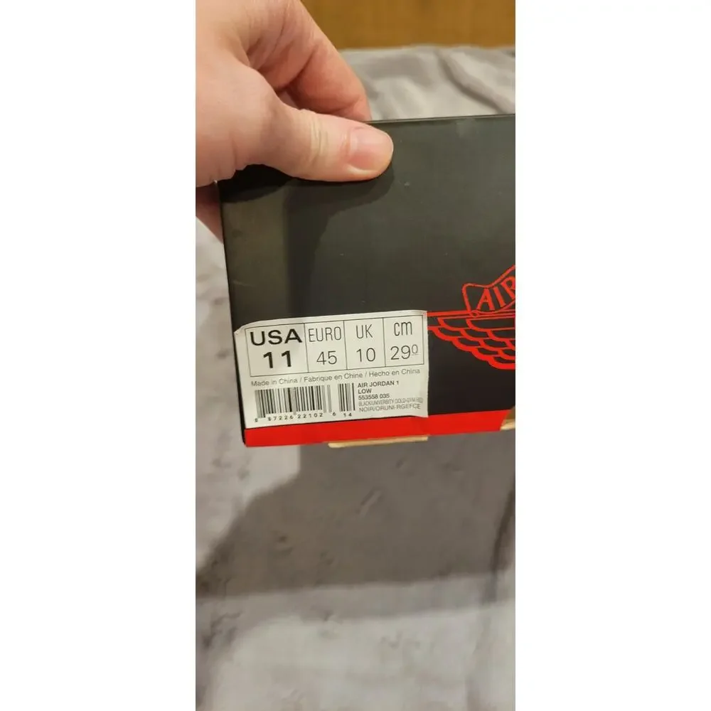 Nike Air Jordan 1 Low Bred Black-University Gold-Gym Red 553558-035 Men 11 w/box